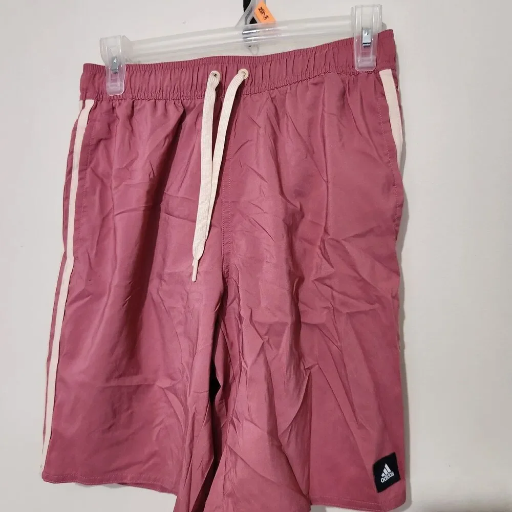 Adidas Swim Shorts Size Small Dust Pink Color Elastic Waist With Pockets